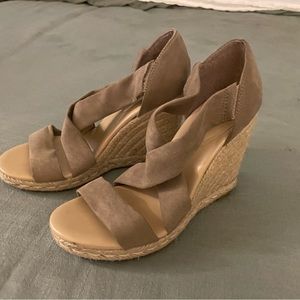 Neutral Criss Cross Wedge Heels | Francesca’s